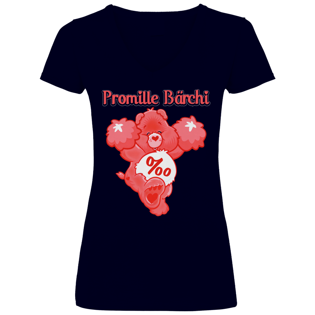 Promille Bärchi - Glücksbärchi - V-Neck Damenshirt Deep Navy