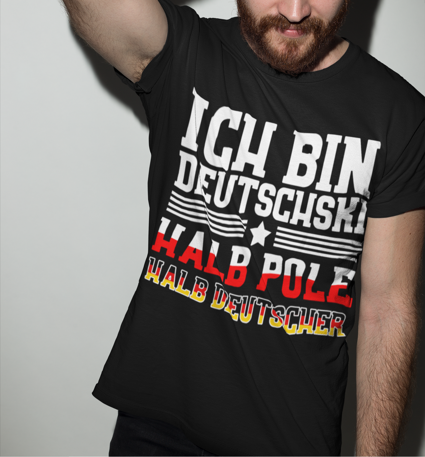 Ich bin Deutschski Shirt für Männer – Halb Pole Halb Deutscher Nationalstolz