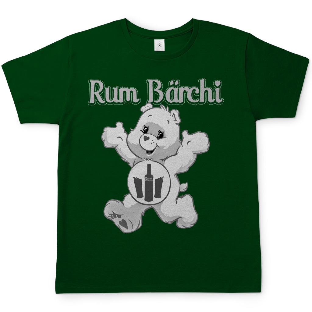 Bottle Green Herren Shirt mit Rum Bärchi Glücksbärchi Parodie, Frontansicht