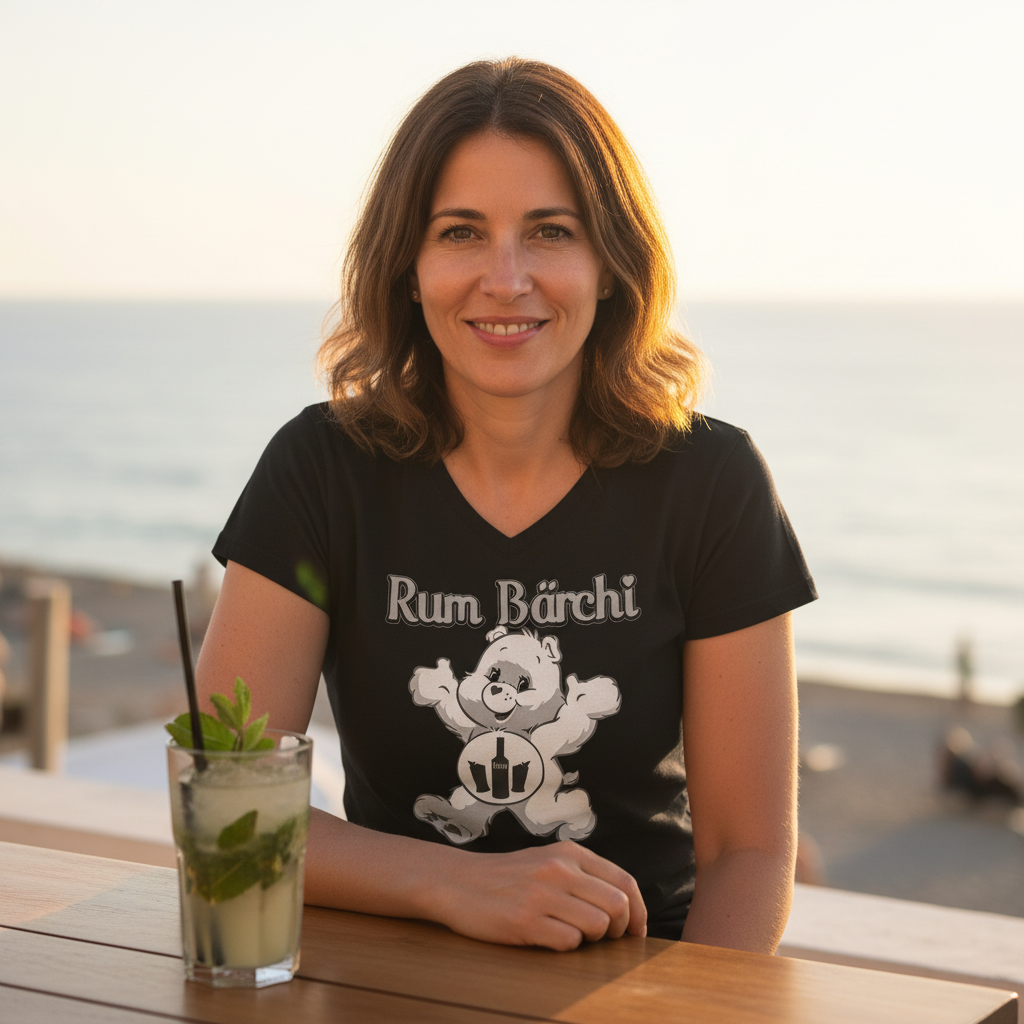 Rum Bärchi - Glücksbärchi - V-Neck Damenshirt