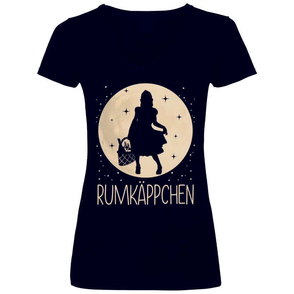 Mond Prinzessin - Rumkäppchen - V-Neck Damenshirt Deep Navy