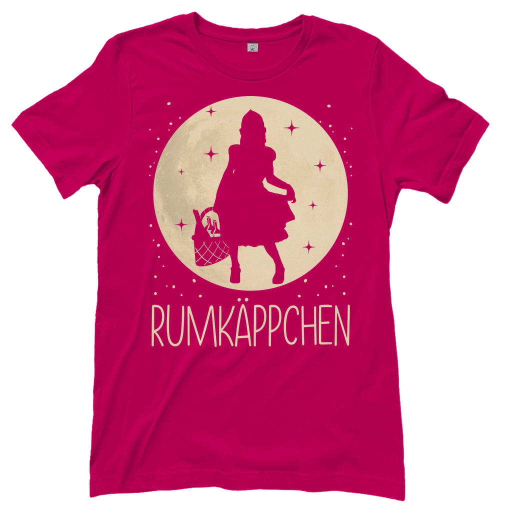 Rosa Mädelsabend Shirt mit Rumkäppchen Design witzig für Damen, Frontansicht