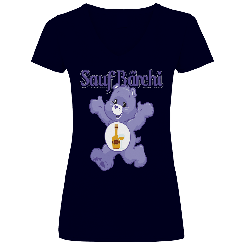 Sauf Bärchi - Glücksbärchi - V-Neck Damenshirt Deep Navy