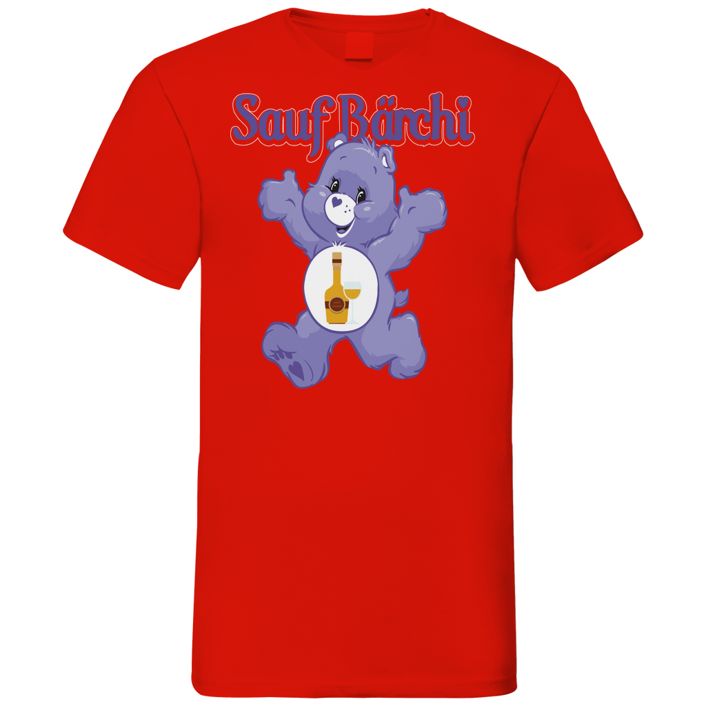 Sauf Bärchi - Glücksbärchi - Herren V-Neck Shirt Red