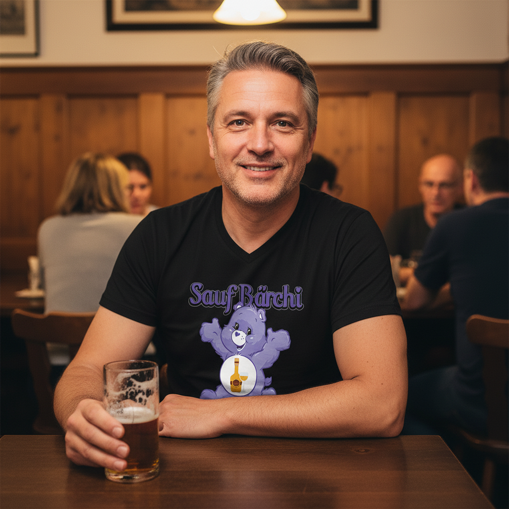 Sauf Bärchi - Glücksbärchi - Herren V-Neck Shirt