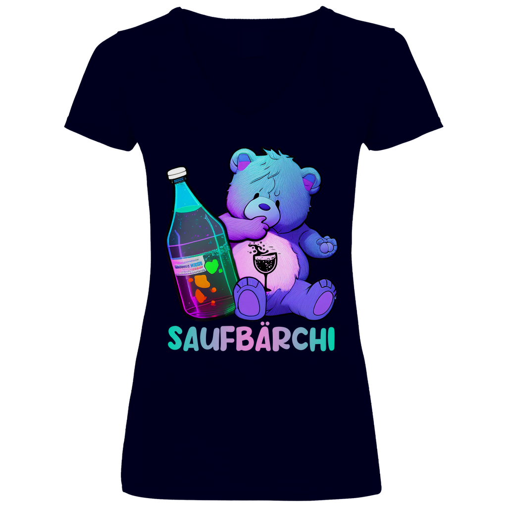 Saufbärchi - V-Neck Damenshirt Deep Navy