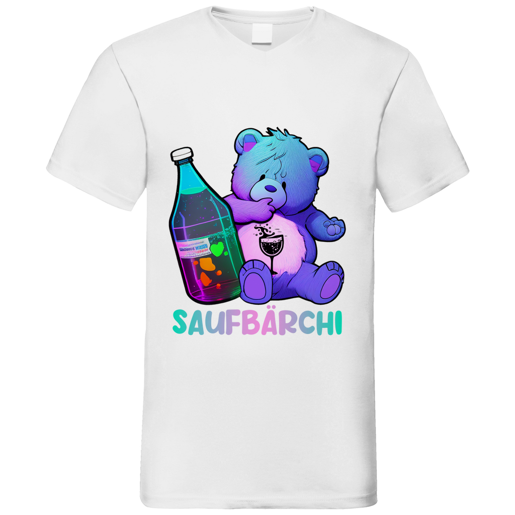 Saufbärchi - Herren V-Neck Shirt White