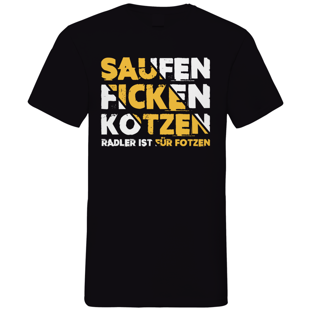 Saufen Ficken Kotzen Radler ist für Fotzen - Herren V-Neck Shirt Black