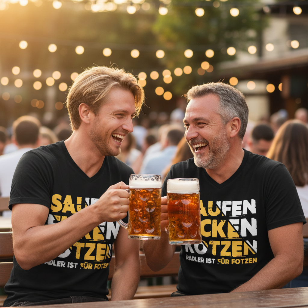 Saufen Ficken Kotzen Radler ist für Fotzen - Herren V-Neck Shirt