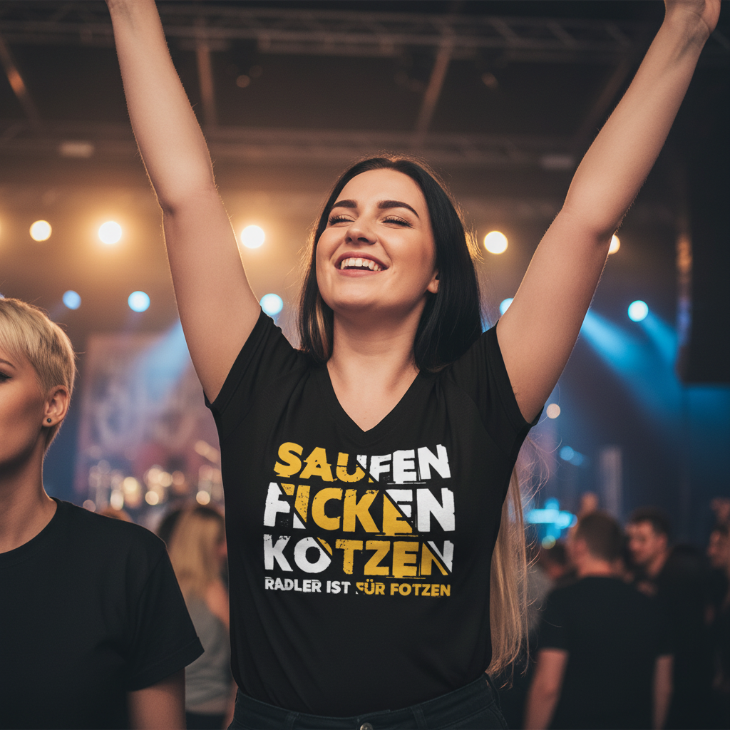 Saufen Ficken Kotzen Radler ist für Fotzen - V-Neck Damenshirt