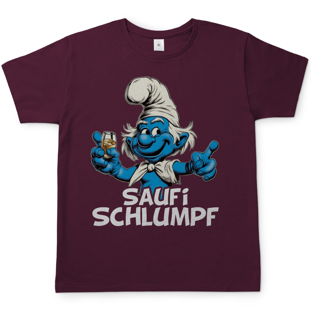 Saufi Schlumpf Grafik - Herren Shirt Burgundy
