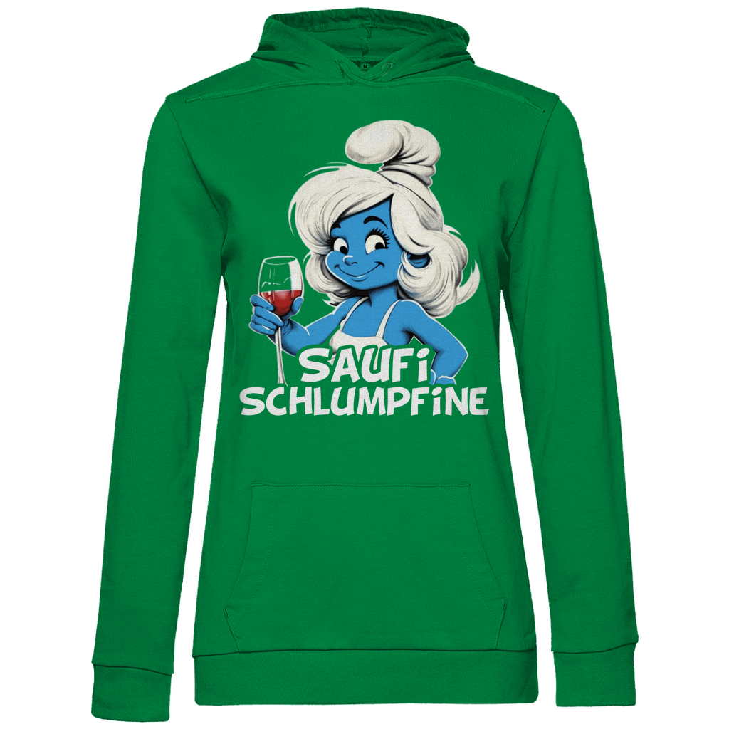 Saufi Schlumpfine Grafik - Damen Hoodie Kelly Green