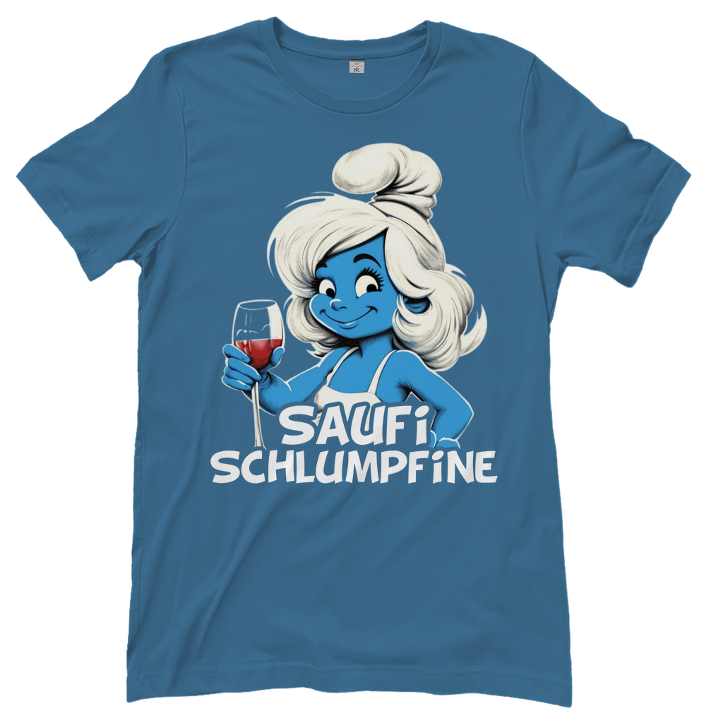 Saufi Schlumpfine Grafik - Damenshirt Stone Blue