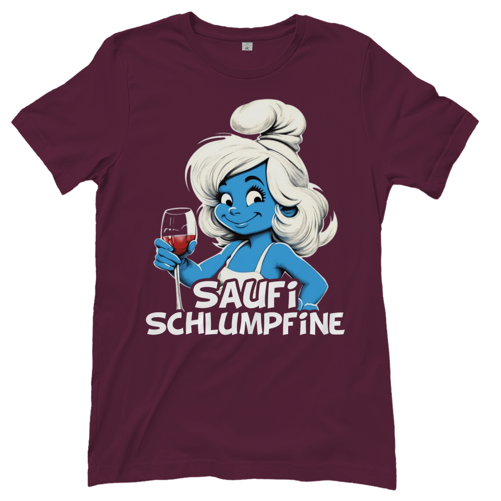 Saufi Schlumpfine Grafik - Damenshirt Burgundy