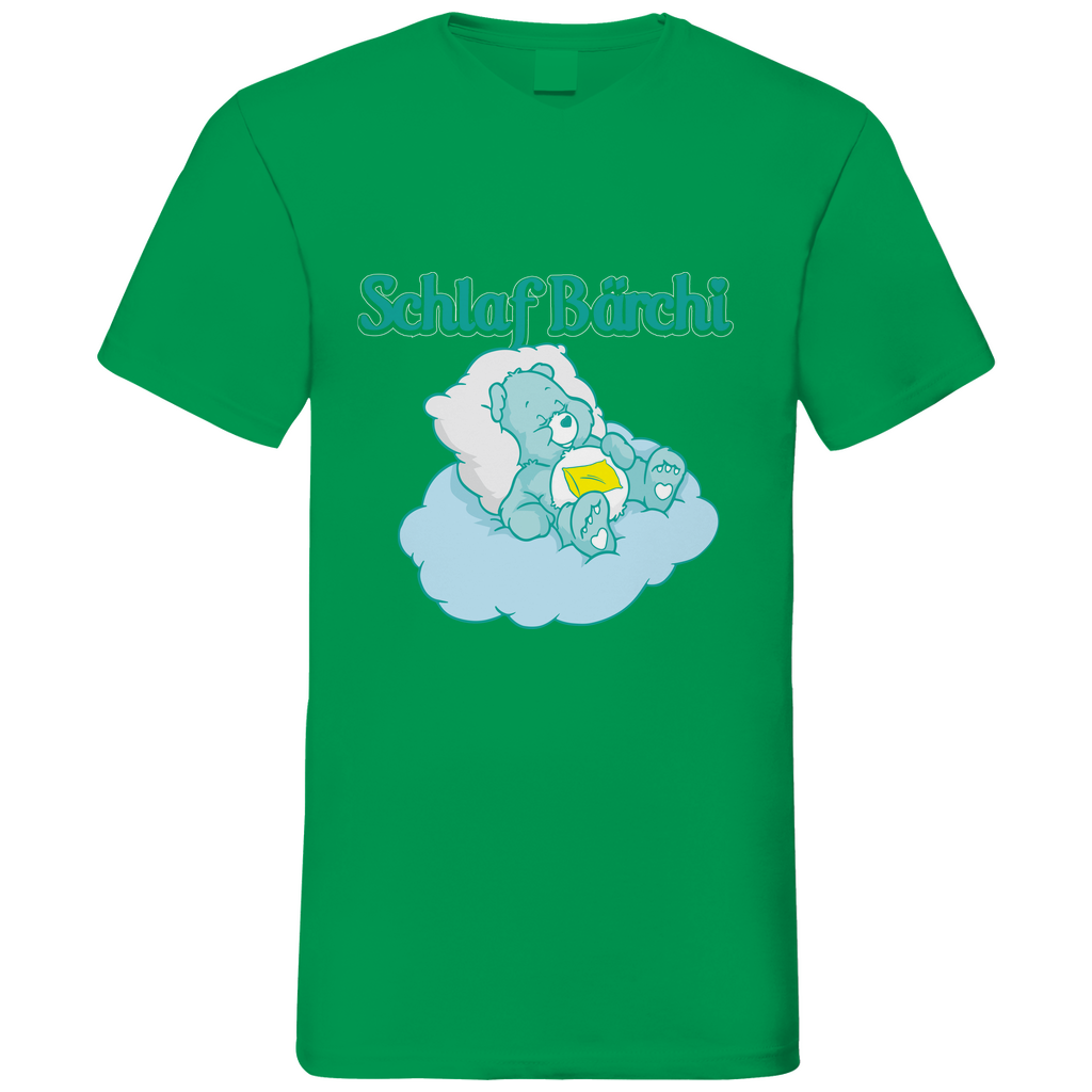 Schlaf Bärchi - Glücksbärchi - Herren V-Neck Shirt Kelly Green