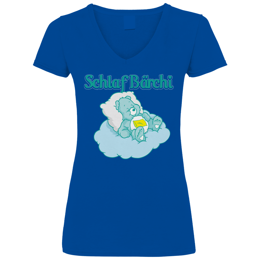 Schlaf Bärchi - Glücksbärchi - V-Neck Damenshirt Royal Blue XL