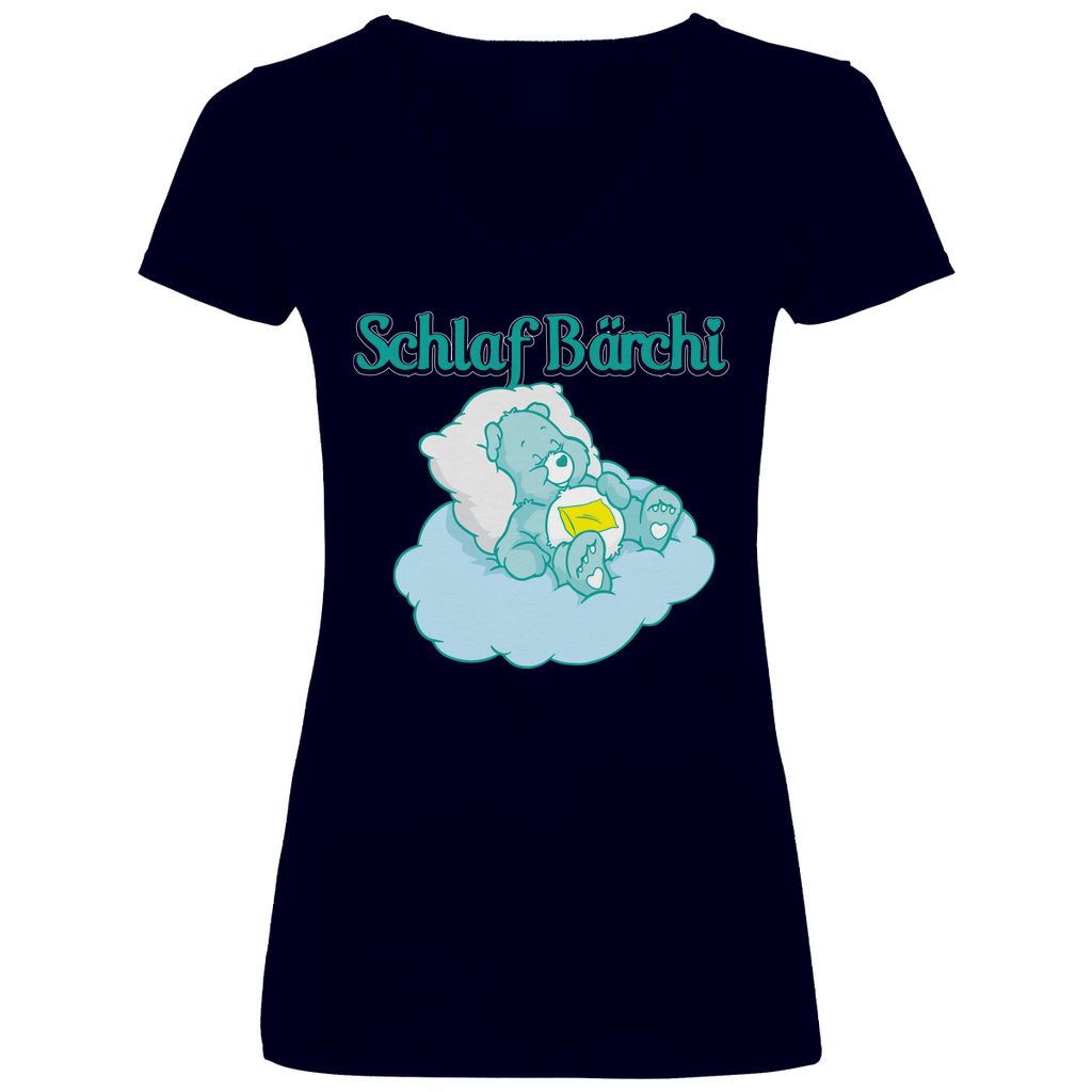 Schlaf Bärchi - Glücksbärchi - V-Neck Damenshirt Deep Navy