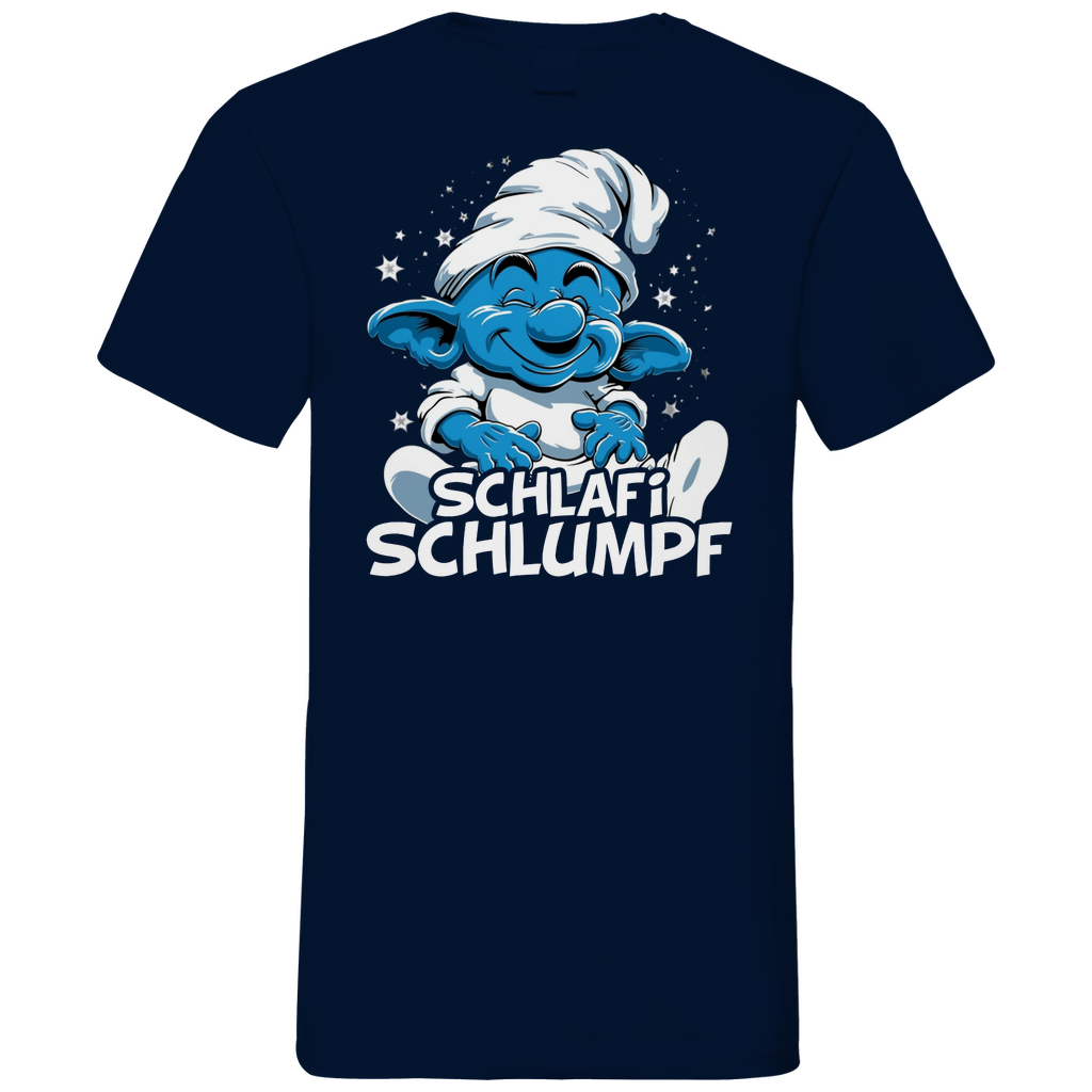 Schlafi Schlumpf Grafik - Herren V-Neck Shirt Navy