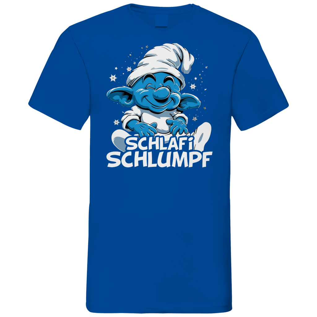 Schlafi Schlumpf Grafik - Herren V-Neck Shirt Royal Blue