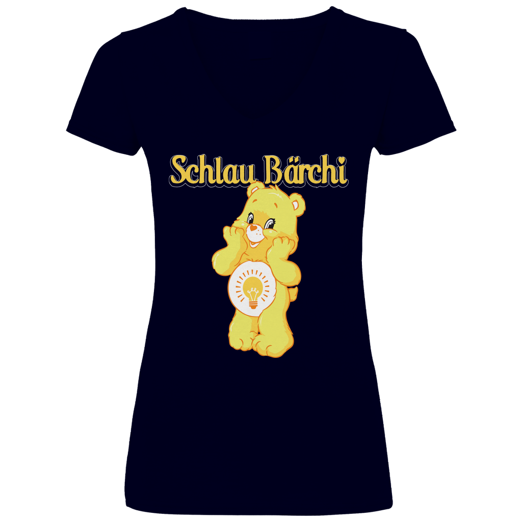 Schlau Bärchi - Glücksbärchi - V-Neck Damenshirt Deep Navy
