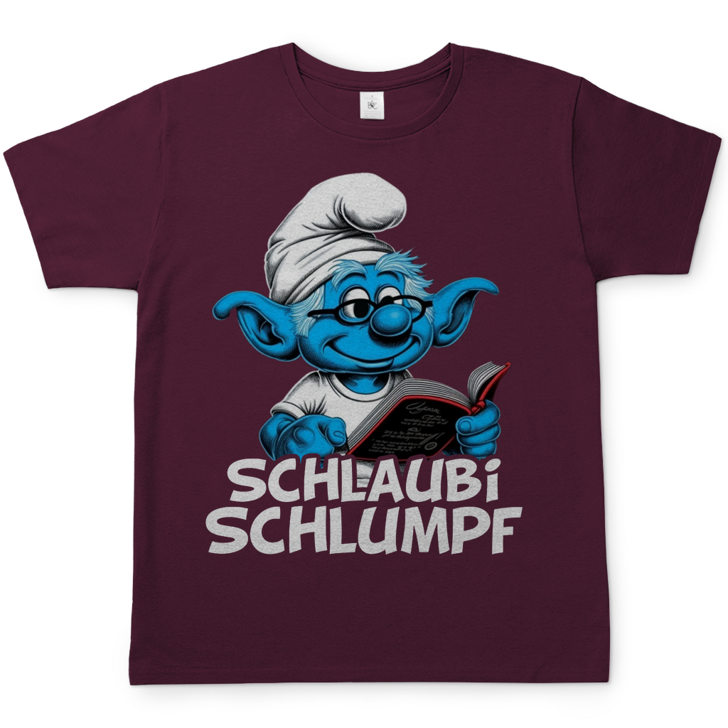 Schlaubi Schlumpf Grafik - Herren Shirt Burgundy