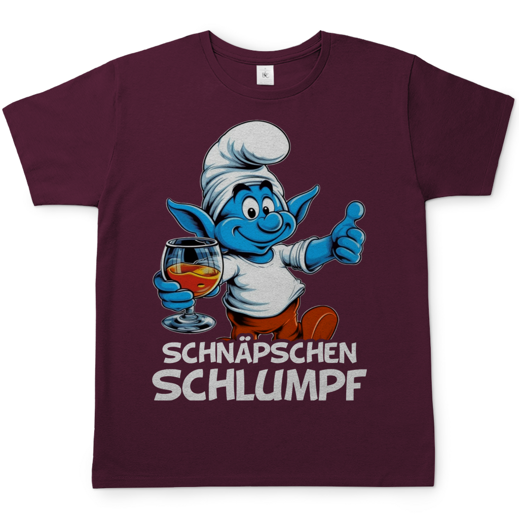 Schnäpschen Schlumpf Grafik - Herren Shirt Burgundy