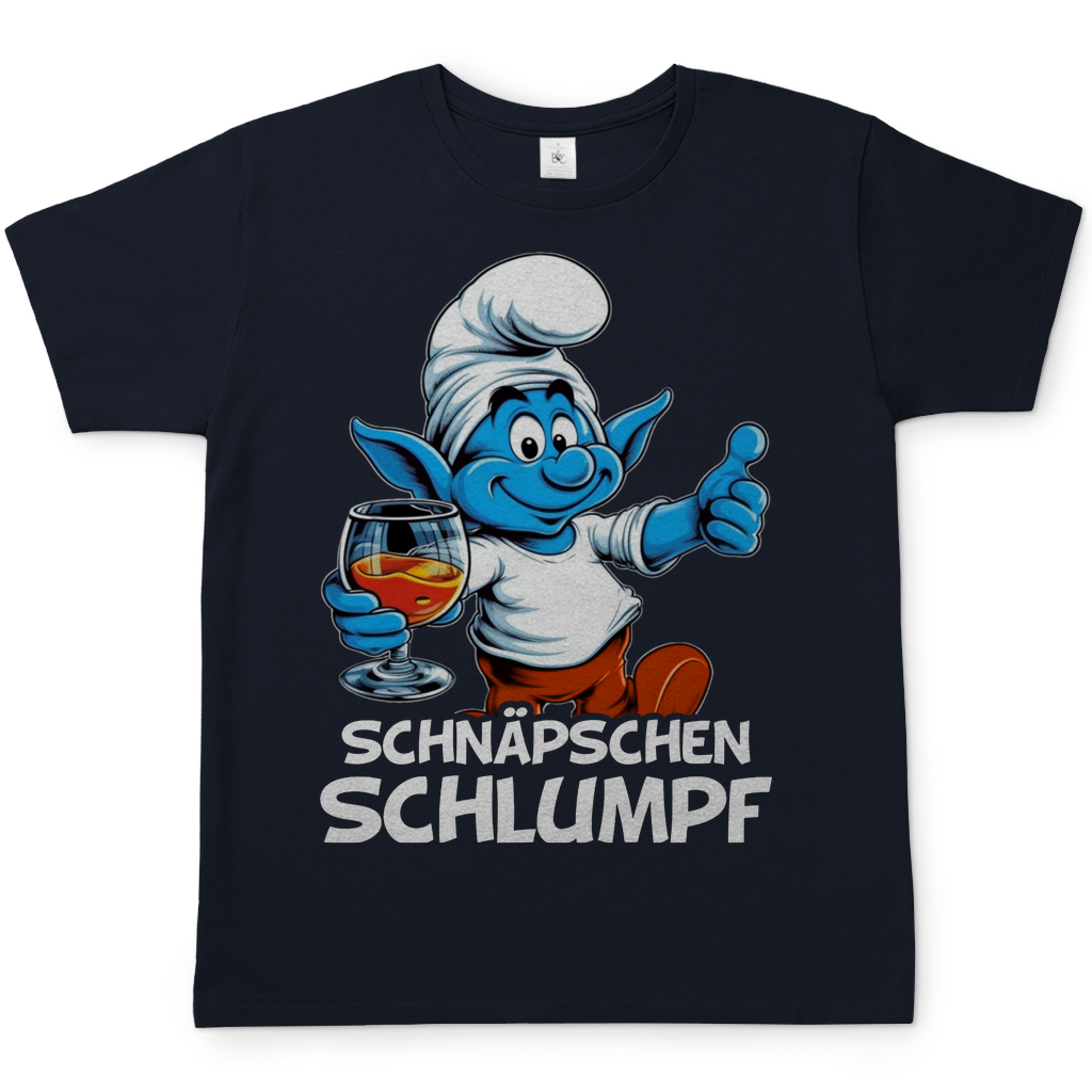Schnäpschen Schlumpf Grafik - Herren Shirt Navy