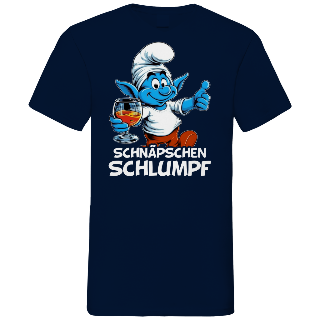 Schnäpschen Schlumpf Grafik - Herren V-Neck Shirt Navy