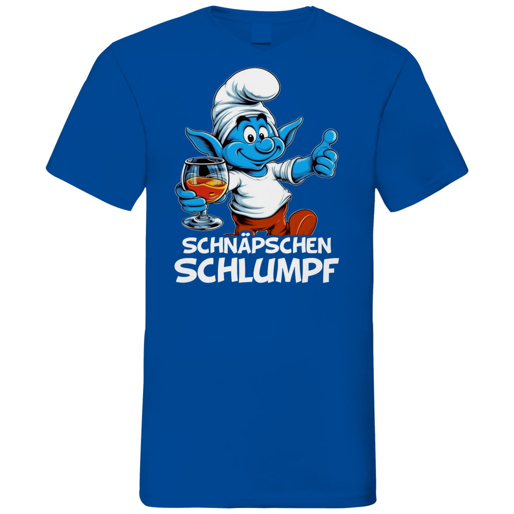 Schnäpschen Schlumpf Grafik - Herren V-Neck Shirt Royal Blue