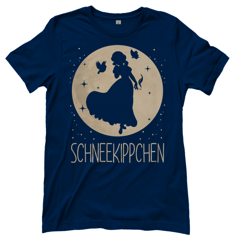 Navy Damen T-Shirt mit SCHNEEKIPPCHEN Disney-Parodie Schneewittchen witzig, Frontansicht