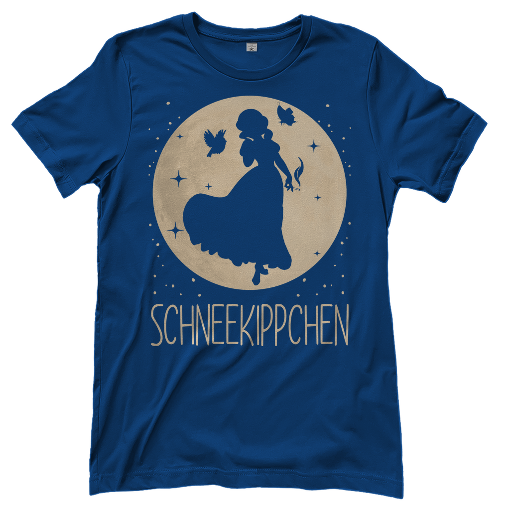 Royal Blue Frauen Shirt mit Schneewittchen Parodie Schneekippchen Raucher Design, Frontansicht