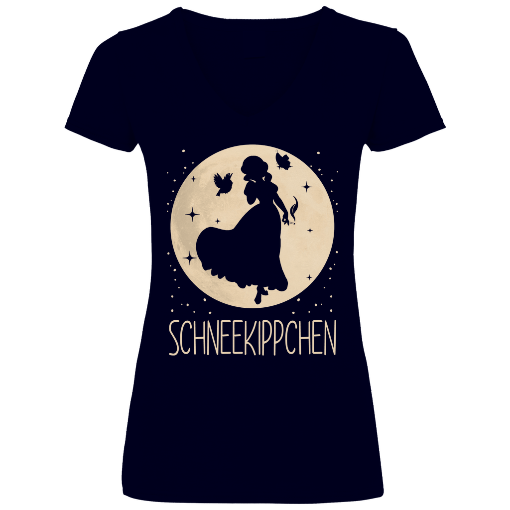 Mond Prinzessin - Schneekippchen - V-Neck Damenshirt Deep Navy