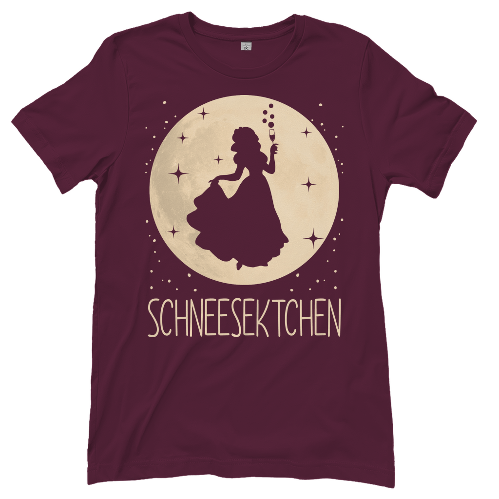 Burgundy Party Shirt Damen mit Schneesektchen Design für Weinabend und Mädelsrunde, Frontansicht