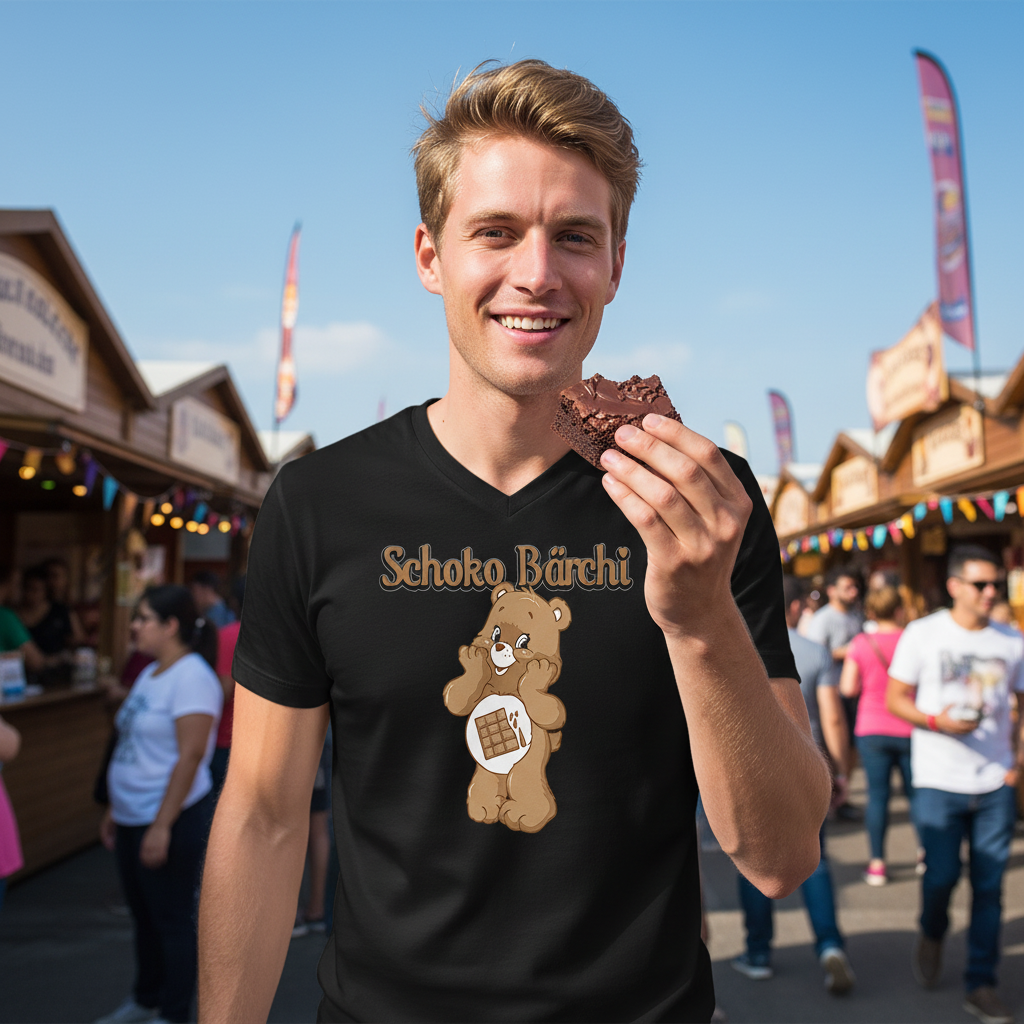 Schoko Bärchi - Glücksbärchi - Herren V-Neck Shirt