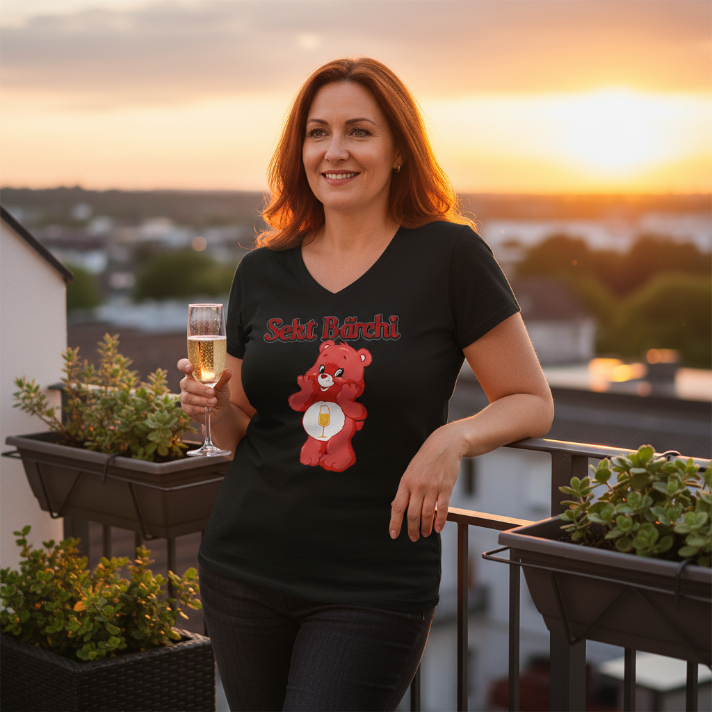 Sekt Bärchi - Glücksbärchi - V-Neck Damenshirt