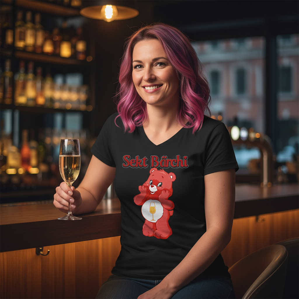 Sekt Bärchi - Glücksbärchi - V-Neck Damenshirt
