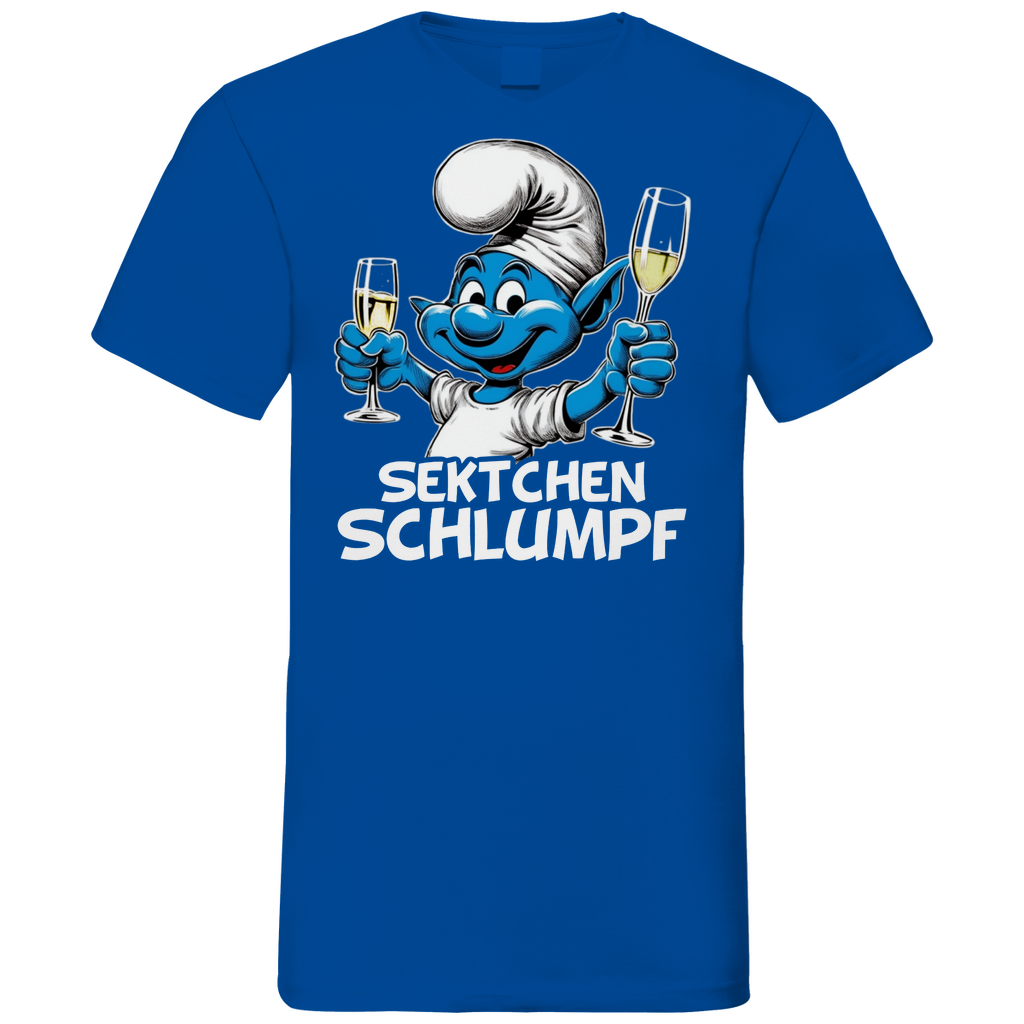 Sektchen Schlumpf Grafik - Herren V-Neck Shirt Royal Blue