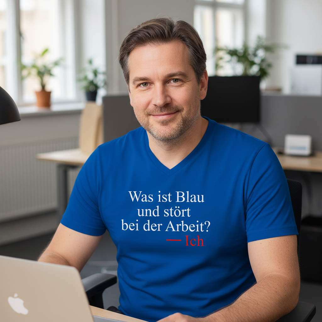Was ist blau und stört bei der Arbeit - Herren V-Neck Shirt