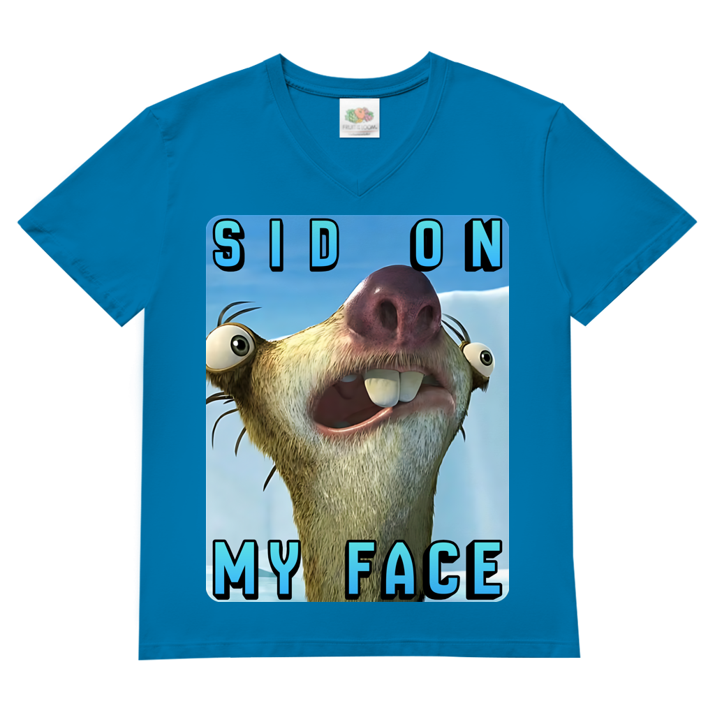 SID ON MY FACE - Herren V-Neck T-Shirt Azure Blue