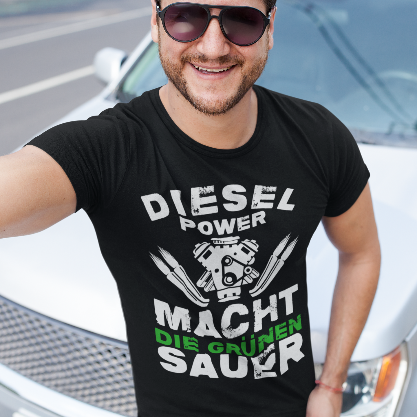 Diesel Power macht die Grünen sauer – Männer Shirt für echte Verbrenner Fans