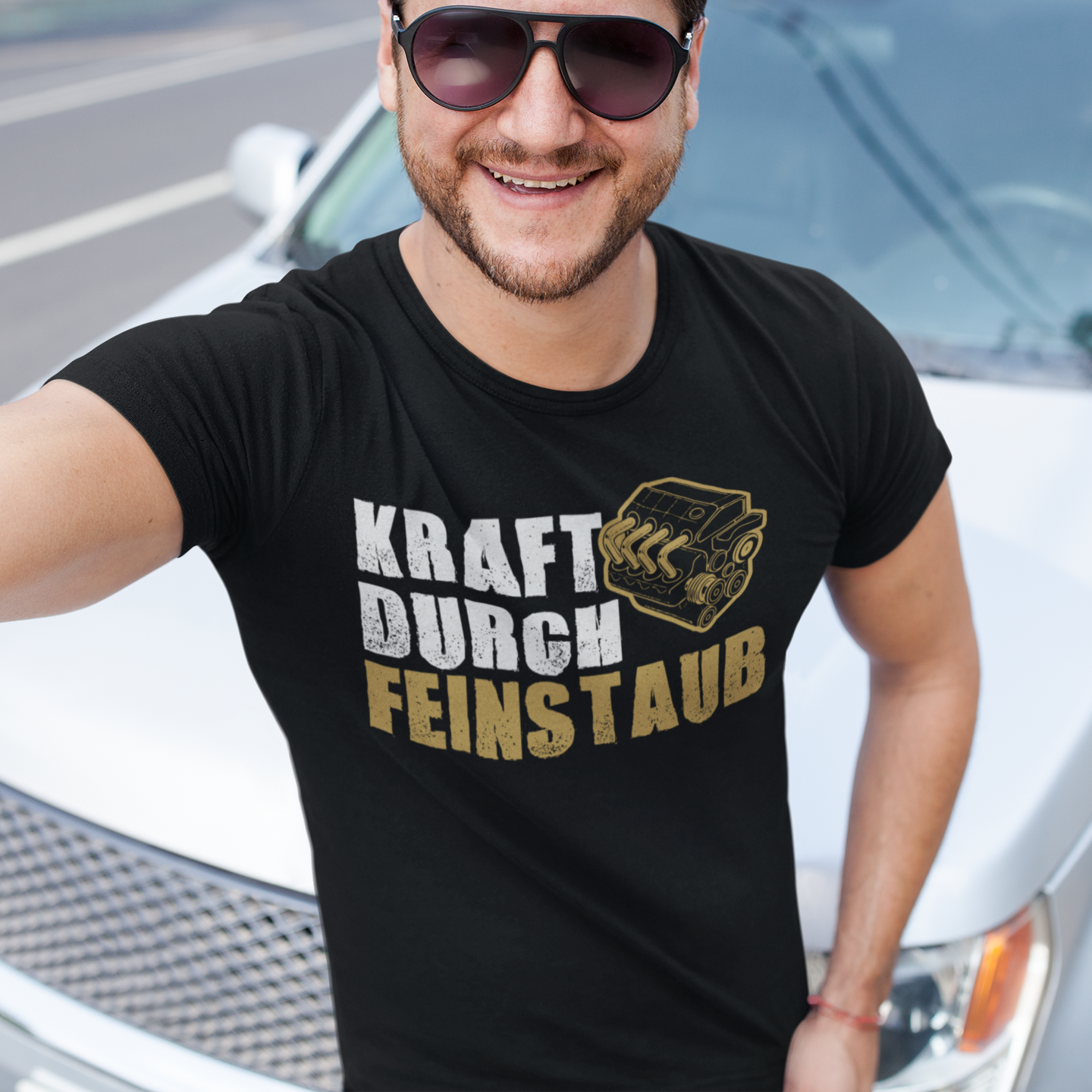 Diesel Shirt Männer – Kraft durch Feinstaub Spruch für Schrauber & Motor Freaks