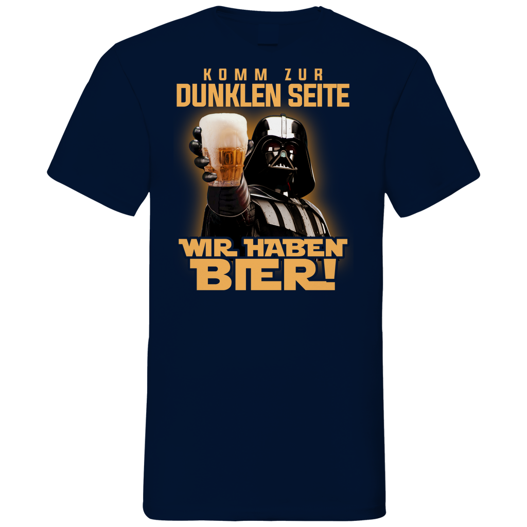 Komm zur dunklen Seite wir haben Bier Darth Vader - Herren V-Neck Shirt Navy