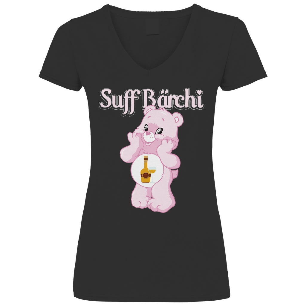 Suff Bärchi - Glücksbärchi - V-Neck Damenshirt Black