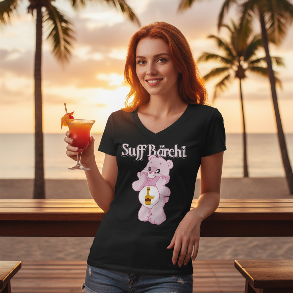 Suff Bärchi - Glücksbärchi - V-Neck Damenshirt