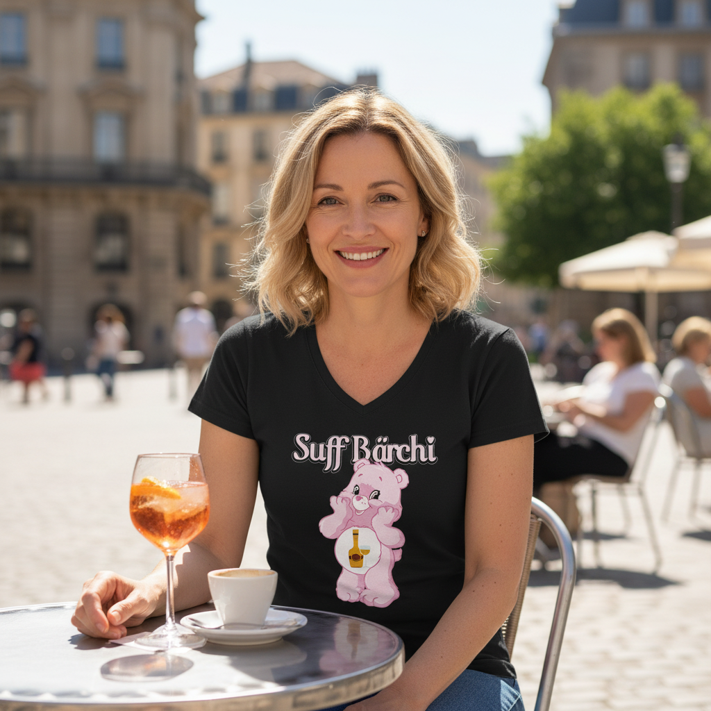Suff Bärchi - Glücksbärchi - V-Neck Damenshirt