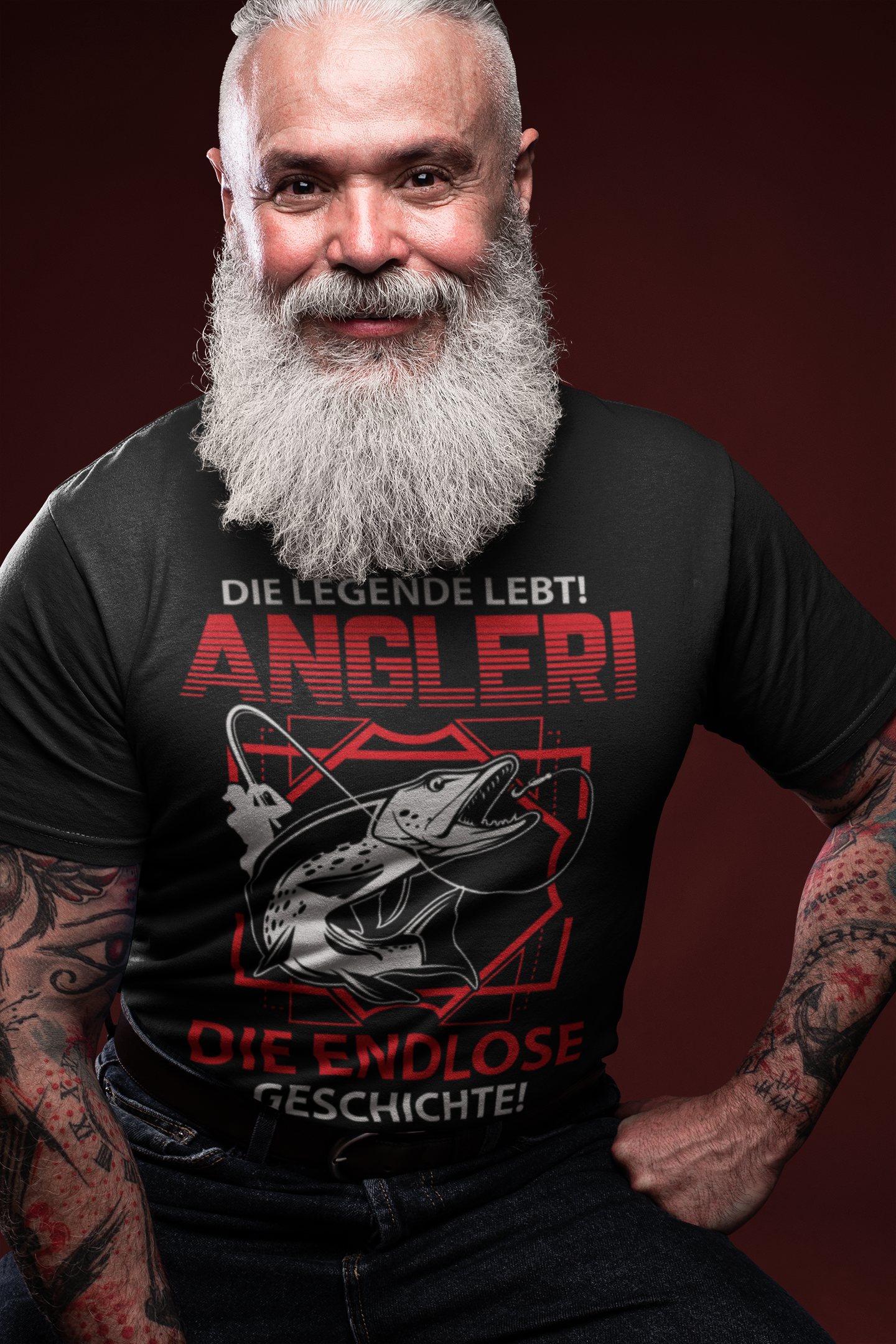 Angler T-Shirt Männer – Die Legende lebt! Raubfisch Spruch Hecht Fischen