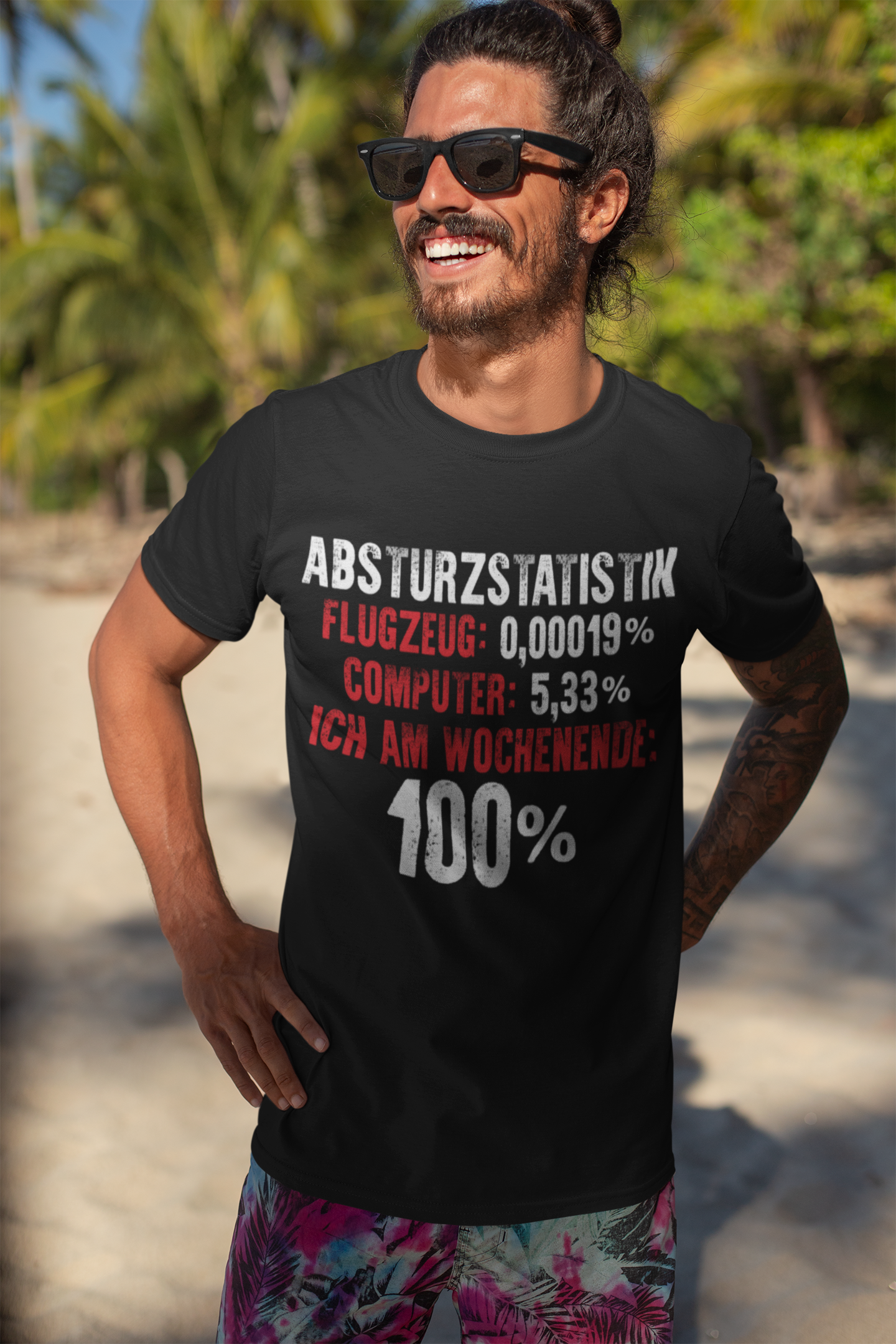Absturz Statistik Shirt Männer – Ich am Wochenende 100 Prozent Absturzquote