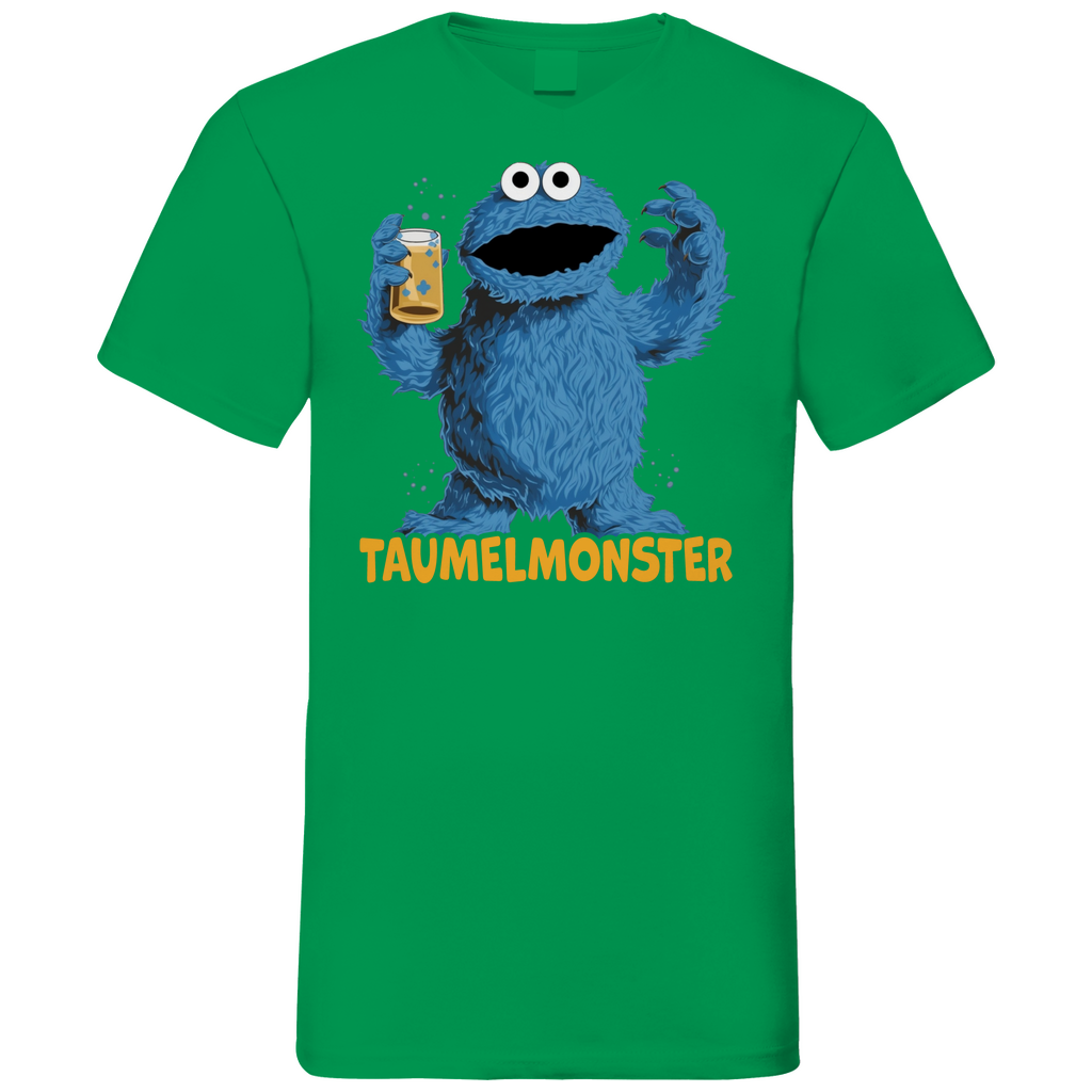 Sesamstraße - Taumel Krümelmonster - Herren V-Neck Shirt Kelly Green