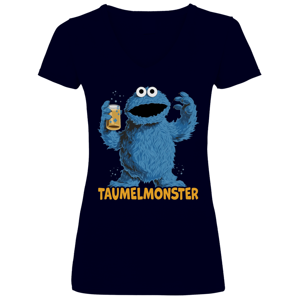 Sesamstraße - Taumel Krümelmonster - V-Neck Damenshirt Deep Navy