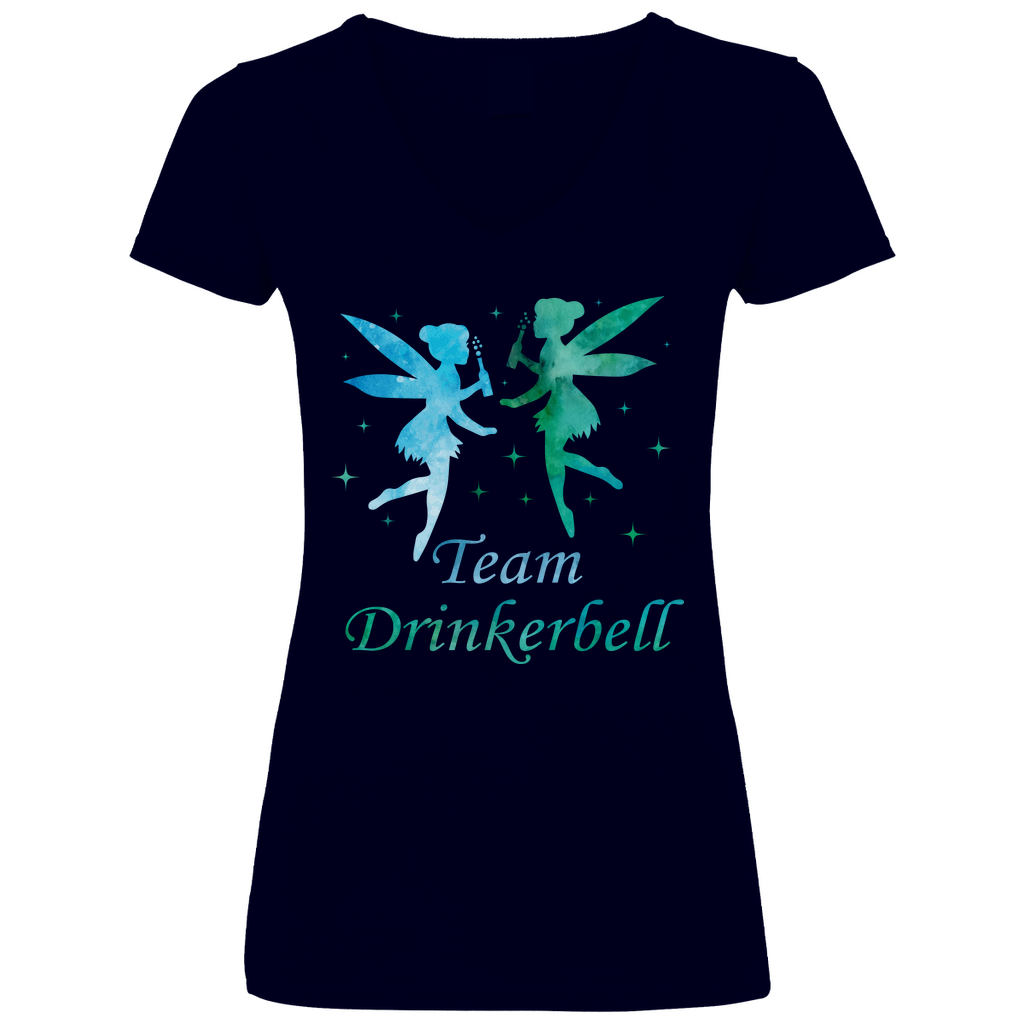 Team Drinkerbell - Prinzessin Aquarell - V-Neck Damenshirt Deep Navy